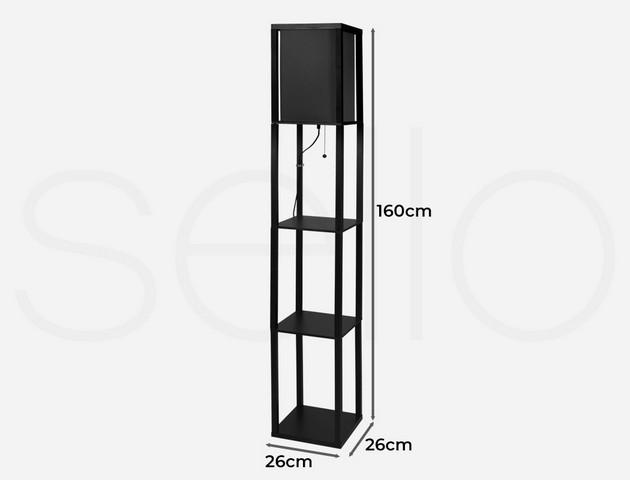 Floor Lamp Storage Shelf Wood Standing Reading Corner