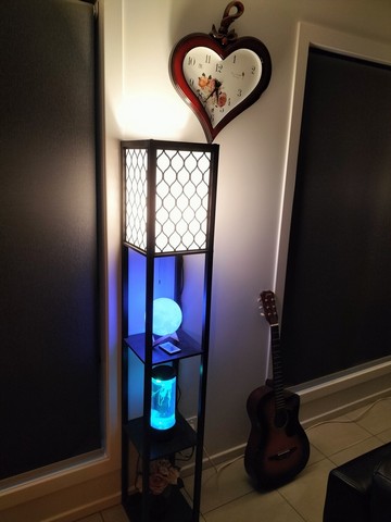 Floor Lamp Storage Shelf Wood Standing Reading Corner