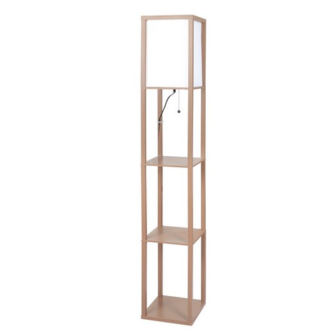 Floor Lamp Storage Shelf Wood Standing Reading Corner